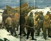 Michael Ancher redningsbaden fores gennem klitterne France oil painting artist